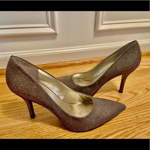 Gold Glitter Nine West Pumps